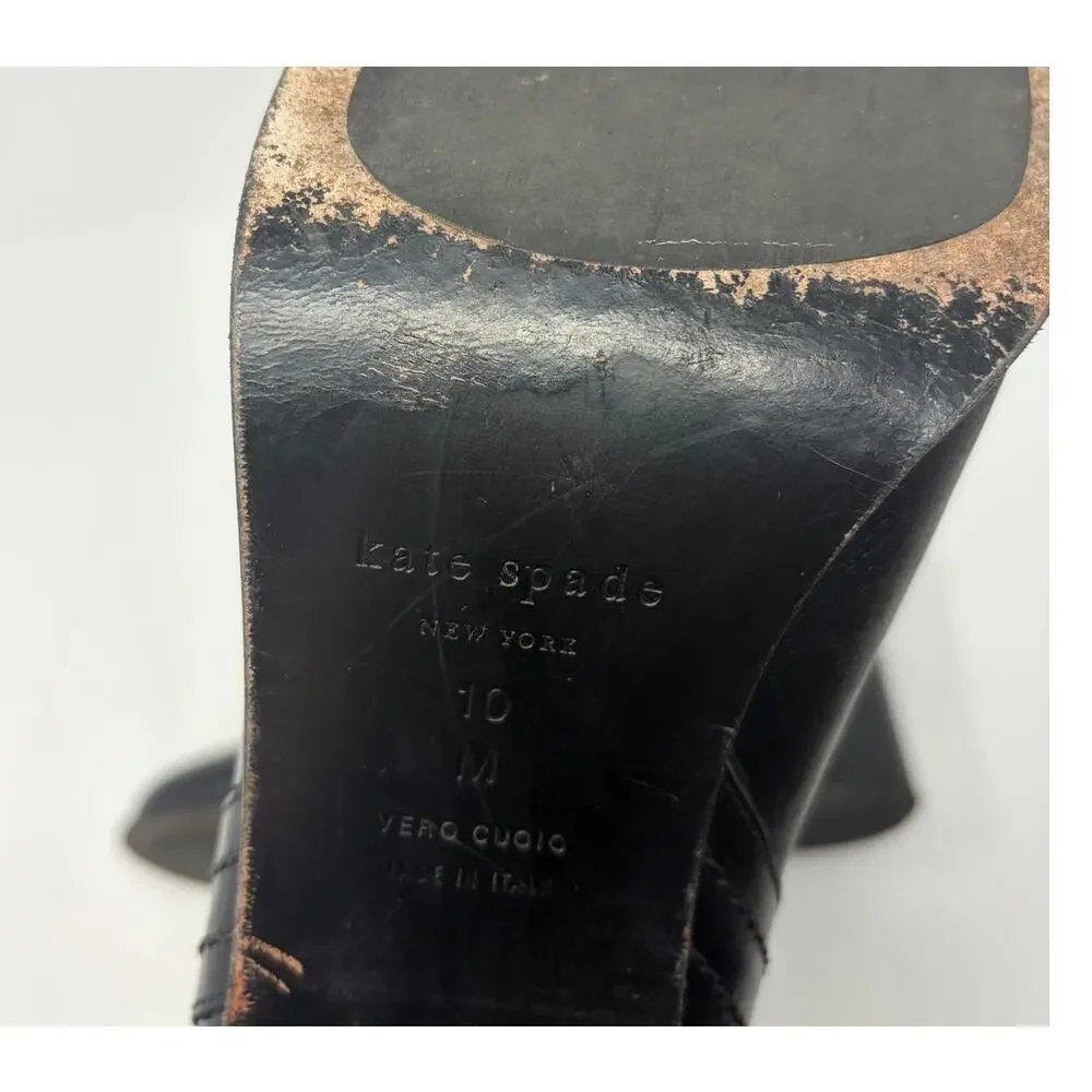 Kate Spade Baise heeled boots 10M black leather pull on almond toe